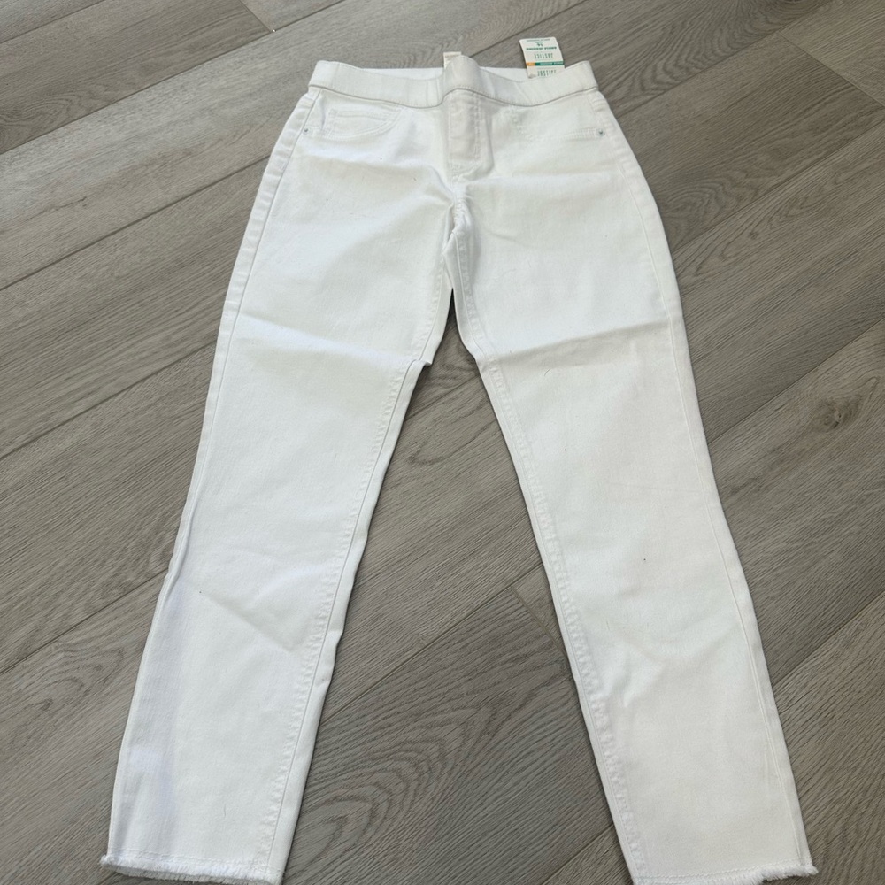 Justice Women's Straight Leg White Jeans